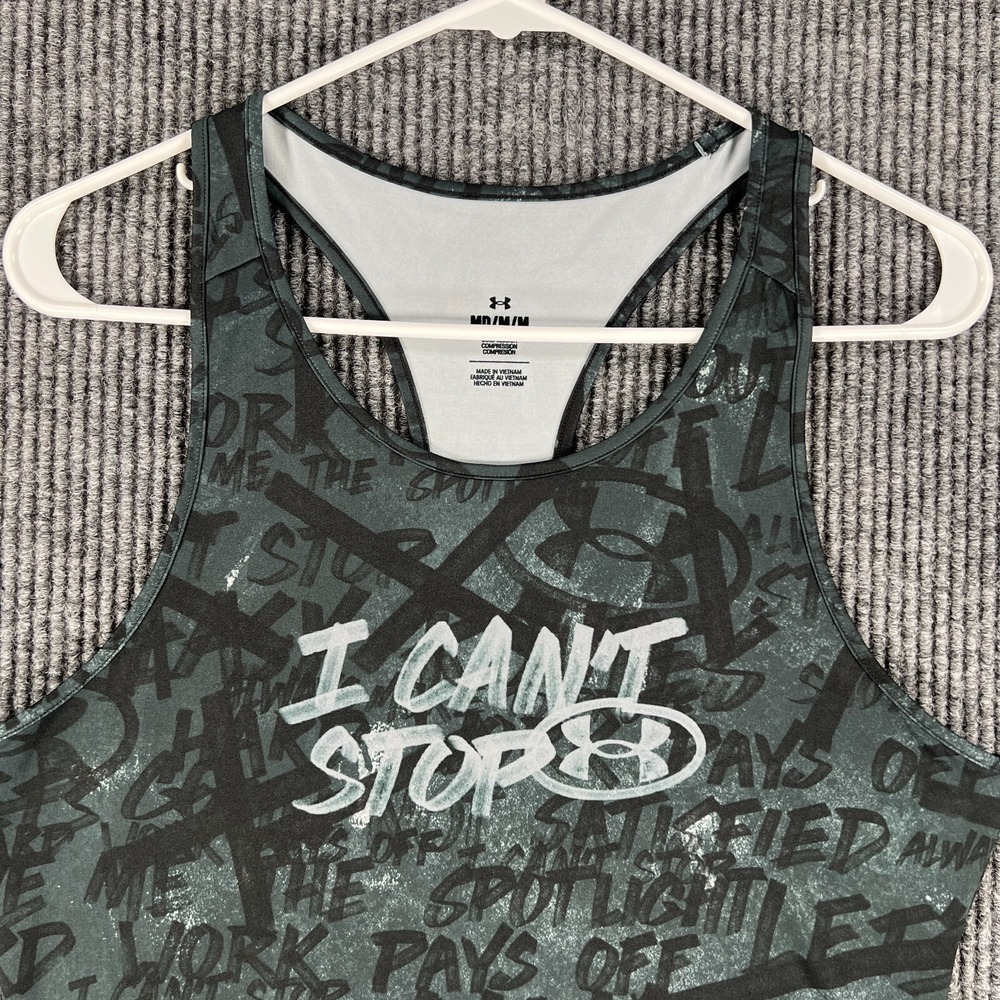 Under Armour Tank Top Shirt Womens Medium Black Compression Activewear Gym